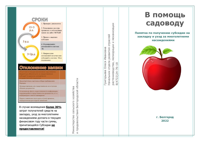 Памятка о получении субсидии на компенсацию части затрат по агротехнологическим мероприятиям в отрасли садоводства на территории Белгородской области.